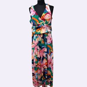 Pappagallo Tropical Floral Wrap Maxi Dress size L